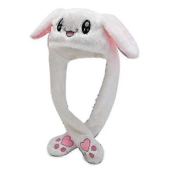 Rabbit Hat Korva Liikkuva Jumping Hat Funny Bunny Pehmohattu Cap White