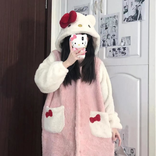 2024-2022 Vinter Kawaii Sanrio Pyjamas Animation Kuromi Cinnamoroll My Melody Vaskeklude Plys Blød og Behagelig Pyjamasbukser Sæt XL 168-173CM 25