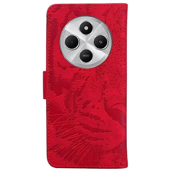 Tiger Präglat Läderfodral För Redmi 14C 4G Red