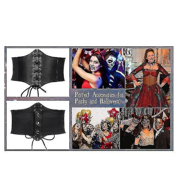 Dame elastisk kostume talje bælte snørebånd bundet Waspie korset bælter til kvinder black L