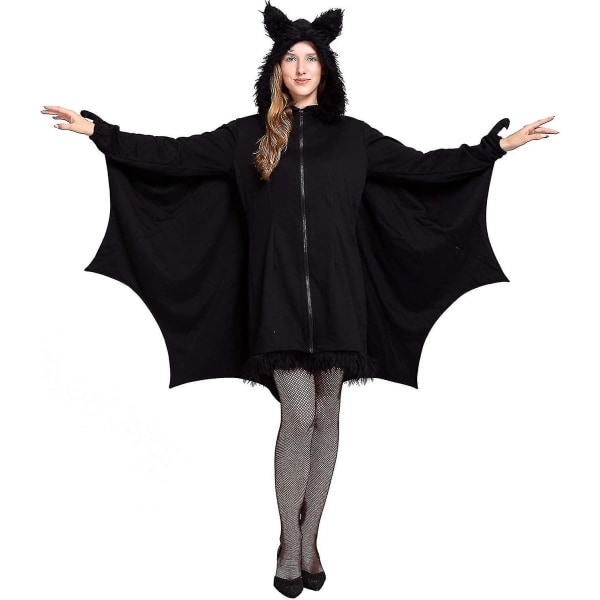Halloween kostume dame flagermus Hyggelig sort dyr Voksen cosplay vampyr lynlåskjole M