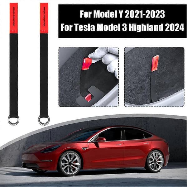 2 st bakdörrs nödsäkerhetsdragrep för Tesla Model Y/3