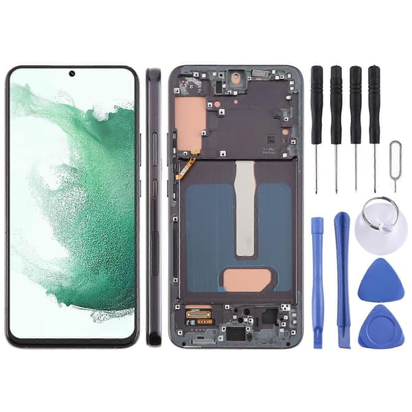 För Samsung Galaxy S22+ SM-S906B 6.43 tum TFT LCD-skärm Digitizer Komplett Montering med Ram, Stöder Inte Fingeravtrycksidentifiering Black
