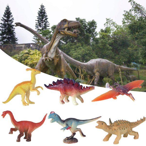 6 stk/sæt Dinosaur Legetøj Uformeligt 3d afstressende Dyre Dinosaur Model Action Figurer Til Børn Jiyuge A