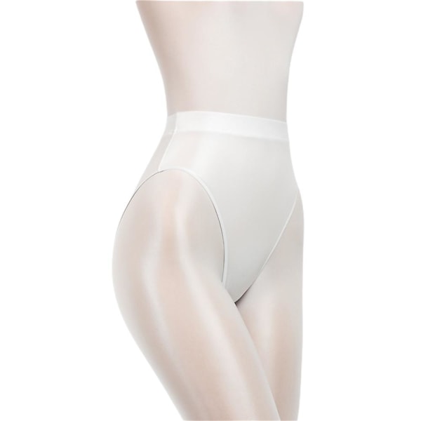 Kvinner Silky Shiny Satin Glossy Wet Look Knickers Høy Midje Truser Undertøy Truser White L