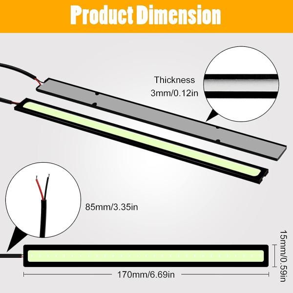 2 kpl LED-päiväajovalot, Auton sisä- ja ulkopuoliset nauhavalot 12V Universaali