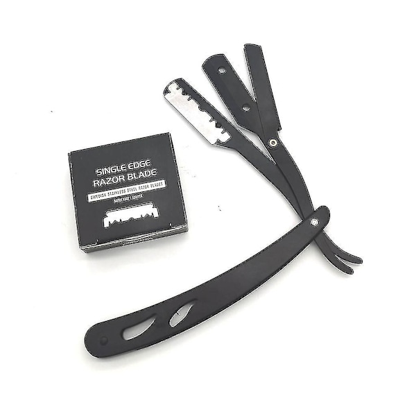 Profesjonell Barber Straight Edge For Razor Med 100 stk Rustfritt Stål Enkeltkantede Razorblader