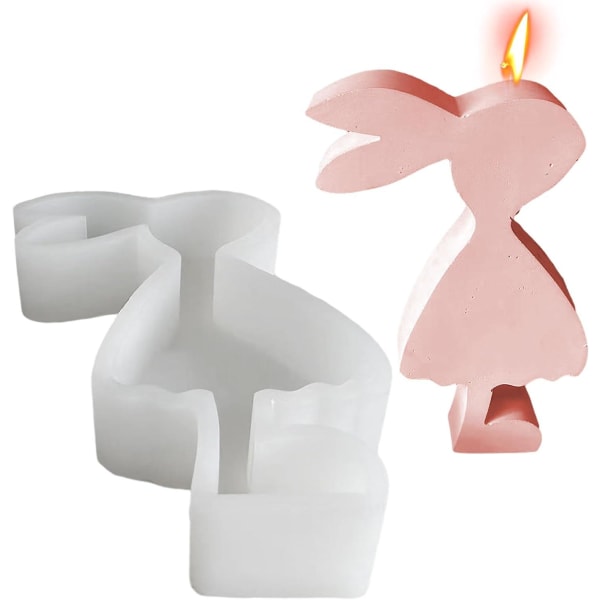 Easter Bunny Silikonformer,3d Bunny Sjokoladeform,kanin Silikonform for påske Gjør-det-selv-form for kake, gelé, pudding L