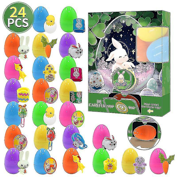 24 st Påskägg Twister Xt-40 Påskägg DIY Klämma Liten Leksak Tryckt Öppen Äggskal Lotteri Blind Box