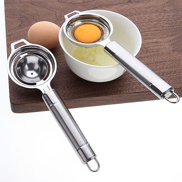 Eggeplommeseparatoren, Eggseparator i rustfritt stål, Eggvite Eggplomme Filter separator, kjøkkenutstyr, bunnlekkasje design, 21.3 X 6.5cm