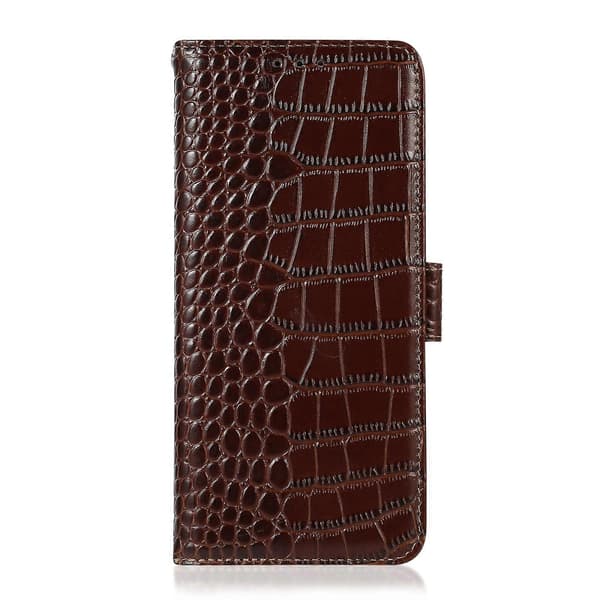 Krokodille Toplag Ko Læder Telefon Cover til iPhone 14 Plus Brown