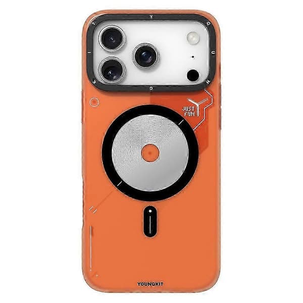 YOUNGKIT Kompatibel med iPhone 17 Pro Max Magnetisk Deksel Unikt Skivedesign TPU + PC Telefon Bakdeksel Orange