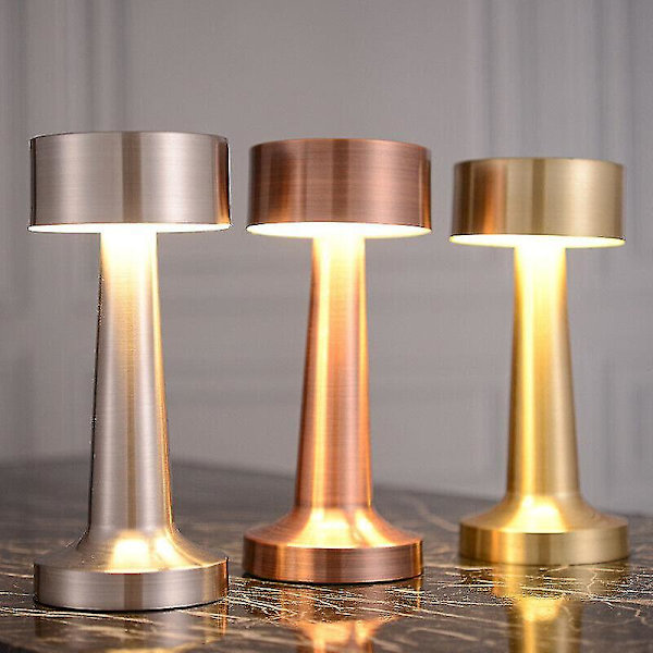 Vintage-pöytälamppu, kannettava akkukäyttöinen LED-yövalo, lämmintä valoa antava, ladattava lamppu Copper