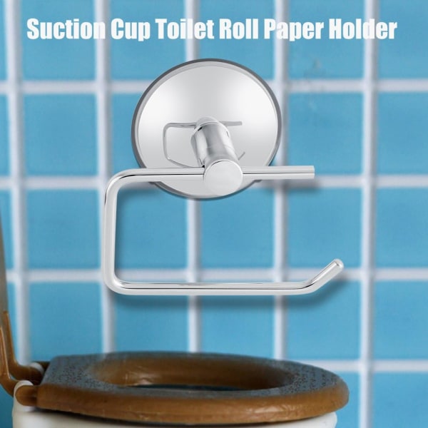 Modern toalettpappershållare i rostfritt stål Dispenser Stark vakuumsugkopp Toalettpappershållare Löstagbart fäste