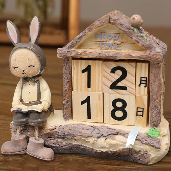 Easter  Bunny Log Cabin Calendar Home Decoration Cabinet Decorations Desktop Decorations