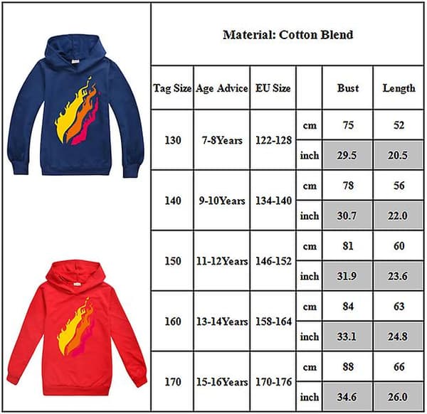 Gutter Prestonplayz Langermet Hettegenser Pullover Sweatshirt Casual Jumper Topper Blue 7-8 Years