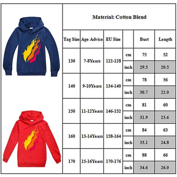 Prestonplayz Langærmet Hoodie med Hætte til Drenge - Casual Trøje Blue 15-16 Years