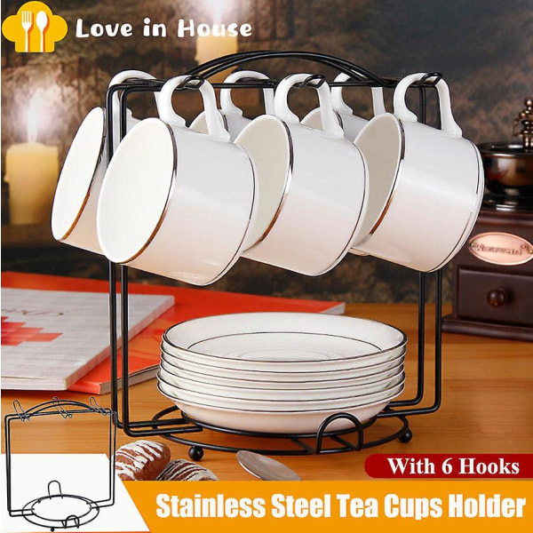 Stål Te Koppar Display Stativ Rostfri Kopparhållare Mugghållare Glas Kopparställ Te Svart Kaffe Rostfri Belagd Stativ Svart