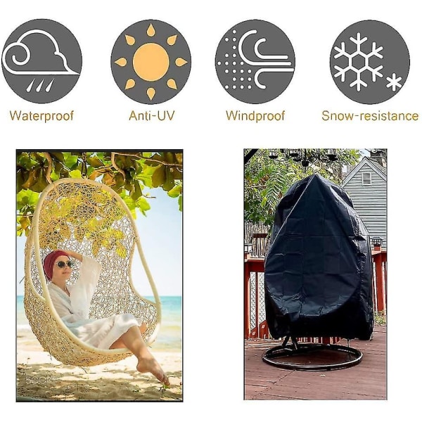 Patio Egg Stoltrekk med glidelås, Slitesterk Large Wicker Egg Swing Stoltrekk, Vanntett Heavy Duty Værbestandig Utendørs Stoltrekk, Vindtett