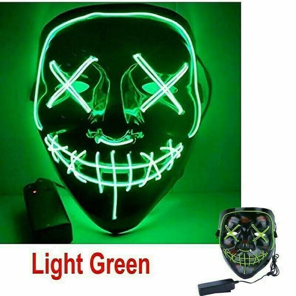 Neonsømme Led Mask Wire Light Up Kostume Purge Party Cosplay Halloween masker Light Green