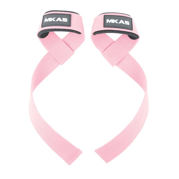 Tyngdlyftningsremmar Dämpade handled Styrketräningsstöd Marklyftsband för män Pink MKAS 2pcs