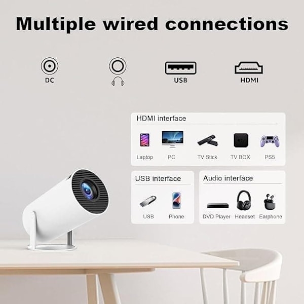 HY300 Pro 4K Smart Mini Projector – Android 12, WiFi 5G & Bluetooth 5.2, 160 ANSI, 180° Rotatable, Automatic Keystone Correction
