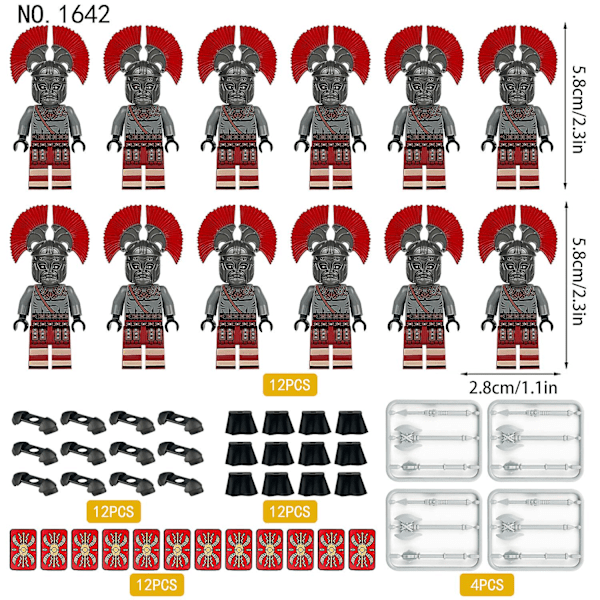 Medeltida Romerska Soldat Regement 12 Byggsten Minifigurer Och Små Partikel Montering Leksaker 12 pieces in a set A