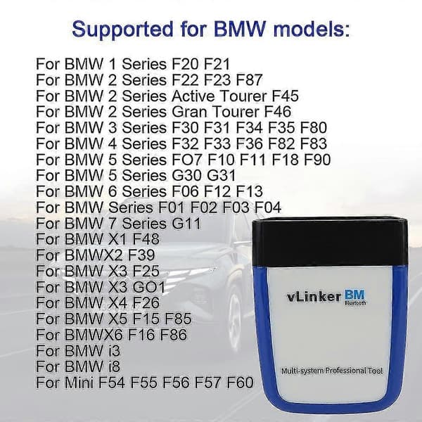 Auton diagnostiikkatyökalu - Bmw Bimmercode Vlinker Bm Bluetooth 3.0 Elm327 V2.2 Obd2 -skanneri