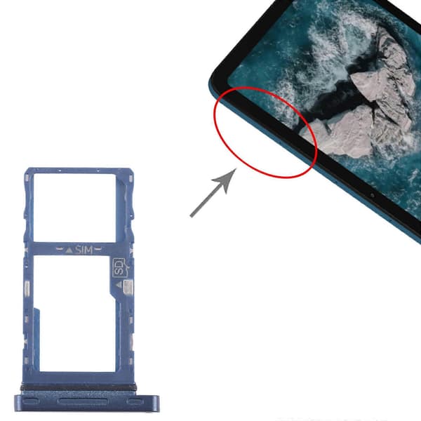 Til Nokia T20 KOMPATIBEL SIM-kortbakke + Micro SD-kortbakke (blå) Blue