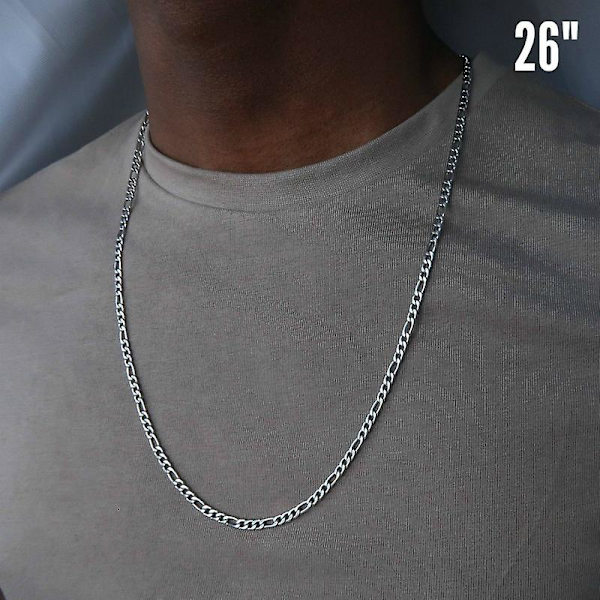 2023 Muodikäs Köysiketjun Kaulakoru Miehille Temperamentti 3mm Leveys Ruostumattomasta Teräksestä Valmistettu Ketjukaulakoru Miehille Koru Lahja silver 22inch(55cm)