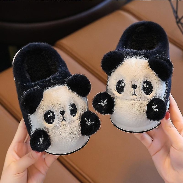 Lasten Piirretty Panda Talvi Tossut Plussinen Eläin Lämmin Puuvilla Kengät Pojille Ja Tytöille Sisätiloissa Kotitalous Pehmeät Tossut 1 24-25 Inner 15 CM