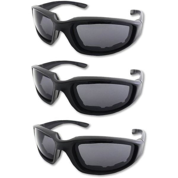 3 stk Motorcykel kørebriller polstring briller Uv beskyttelse Støvtæt vindtæt, grå+hvid+gul grey