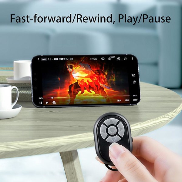 Bluetooth fjärrkontroll för videokamera för Iphone Xiaomi Samsung Oppo Android-mobiltelefon för Tiktok Movie Page Turning White