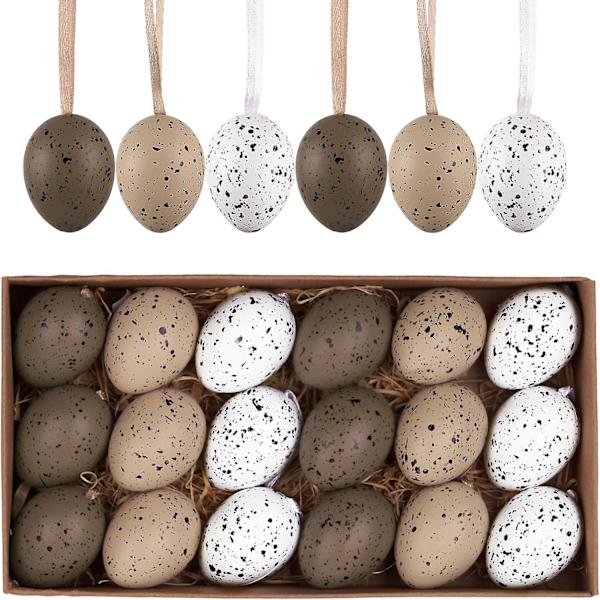 Valery Madelyn 18-pack Påskägg Dekoration Trädprydnader Set, 4CM Osplitterliga Hängande Påskägg för Träd, Färgglada Påskkorg Fyllmedel Ägg Bulk Woodland