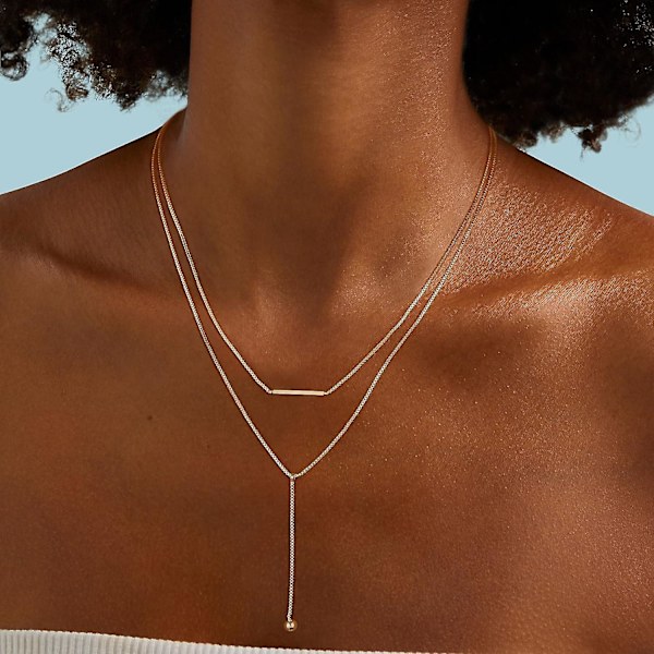 Bebetter Lariat Guld Halskæde Til Kvinder, Fin Lang Halskæde 14k Guldbelagt/sølv Y-formet Vedhæng Halskæde Trendy Lagdelt Cz Perlekæde Drop Nec Y Layered Box-GD