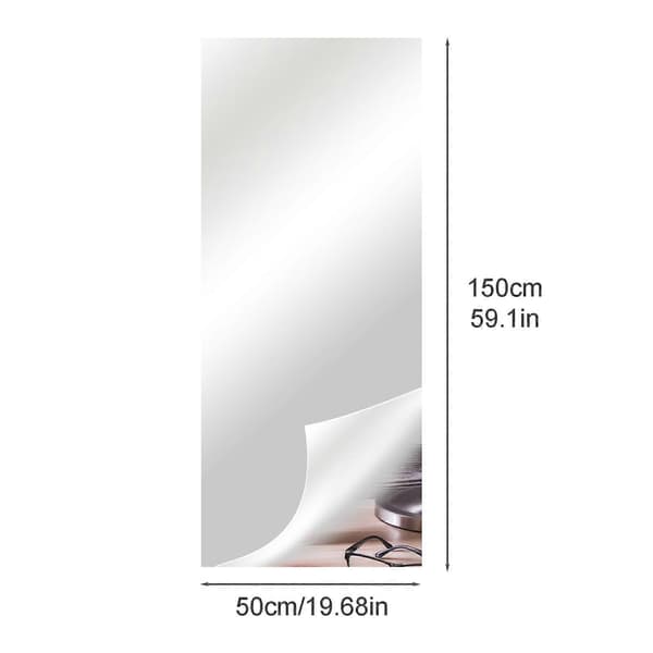 Self-Adhesive Acrylic Mirror, Mirror Tiles, Flexible Mirror Sheets Wall Decals, Frameless Mirror 50cm*150cm*0.2mm