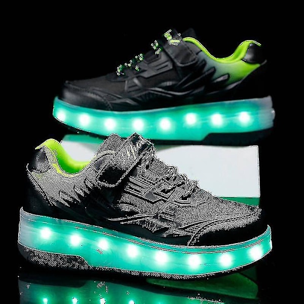 Børns Sneakers Dobbelthjulede Sko Led Lys Sko Q7-yky Black 39
