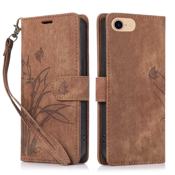 Orkidé Läderfodral för iPhone 7 / 8 / SE 2022 Brown