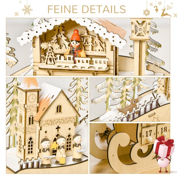Adventskalender, 45x10x31 cm, Natur