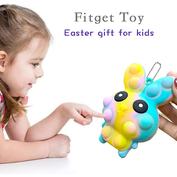 Pack Pop Fidget som påskdekorationer Påskkanin Tryckbubbla Sensorisk leksak Påskdekoration Kanin Klämleksak som påskkorgsprylar Påskgåvor Fo Giallo
