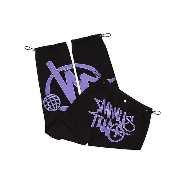 Minus Two Cargo Y2k Casual Pants Baggy Streetwear Sport Gym Farkut Miesten vaatteet Pantalones collegehousut Minustwo Pant black purple S