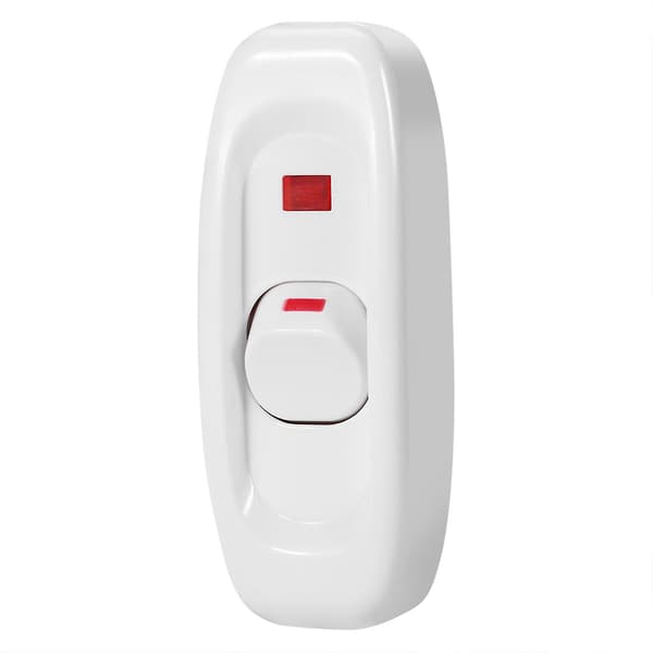 AC 250V 10A Inline PÅ/AV Bordlampe Ledningsbryter med LED-indikatorlys Hvit