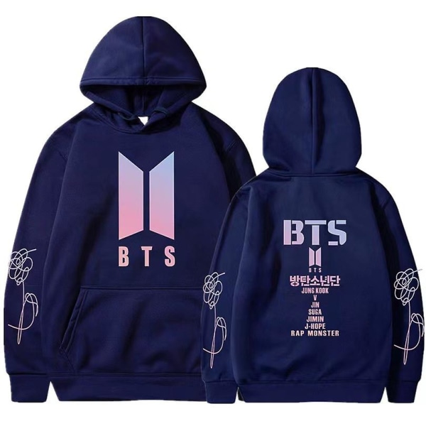 Bts Unisex hættetrøje Casual hættetrøje Cosplay jakke top Navy Blue XL