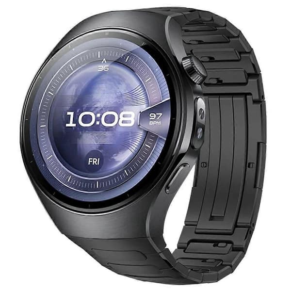 Til Huawei Watch 5 46mm Titanium Alloy Urrem Quick Release One-bead Håndledsrem Black