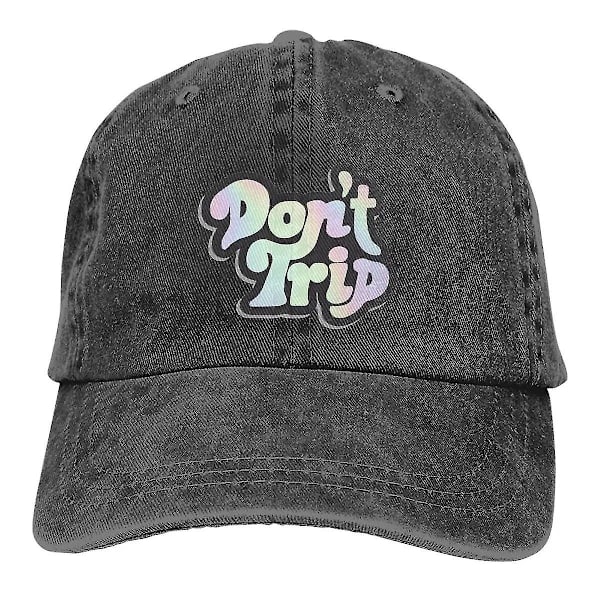 Dont Trip Trucker Hats Merch Mode Distressed Denim Rolig Logotyp Basebollkeps För Män Kvinnor Justerbar black