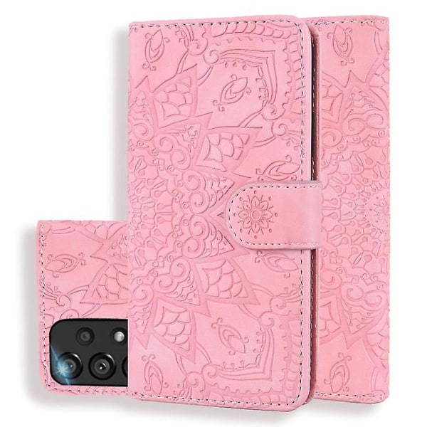 Pengepung til Samsung Galaxy A33 5G Premium PU Læder Flip Cover Mandala Light pink