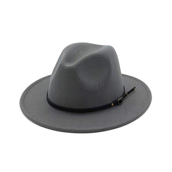 Naievear Jazz Cap Leveälierinen hengittävä yksivärinen Fedora Hat Winter Floppy Naisten Cap Streetwear Light Grey