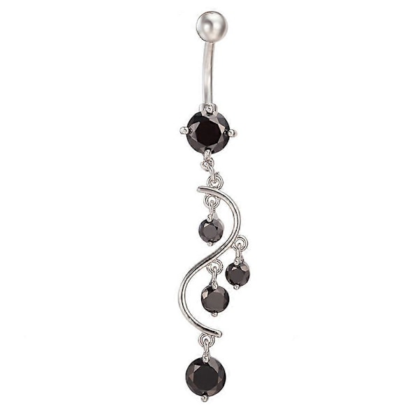 Lang S-formet Duske Navle Ring Black
