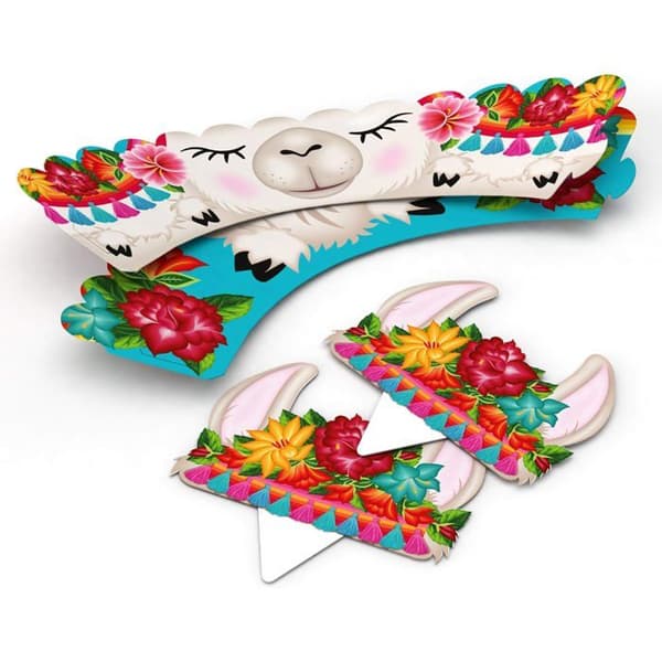 Cupcake-dekorationer och formar - Set om 24 - Festartiklar (Llama)