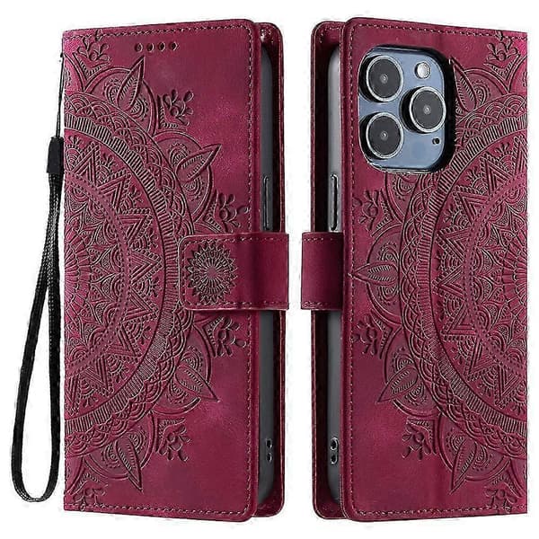 Stil 018 Plånbok Läder Telefonfodral Kompatibel med iPhone 14 Pro Max - Rose